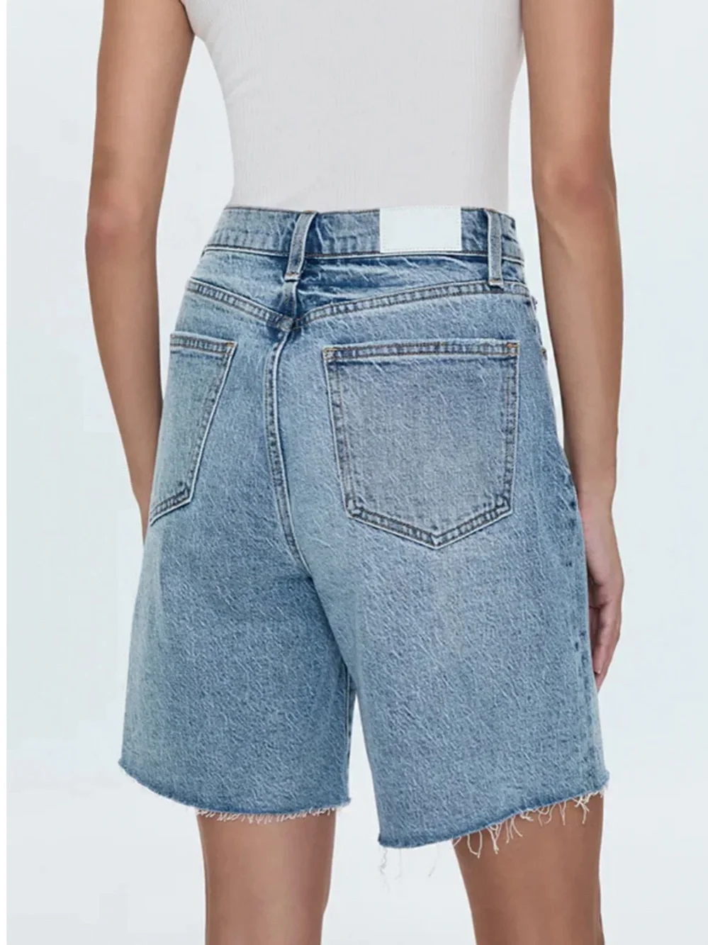 Pistola Kaylee High Rise Pinched Loose Straight Jean Short in Boulder Wash Blue